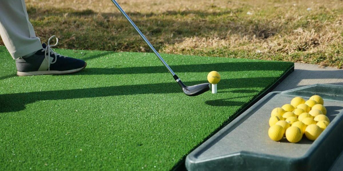 green mat on golf driving range